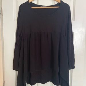 Black 3/4 sleeve with sheer overlay